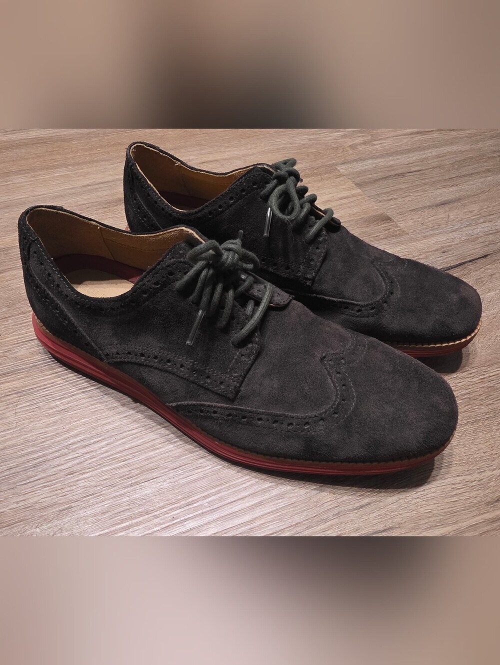 Cole Haan OriginalGrand Suede Wingtip Oxfords Men's 9.5 M (C23411) After Dark
